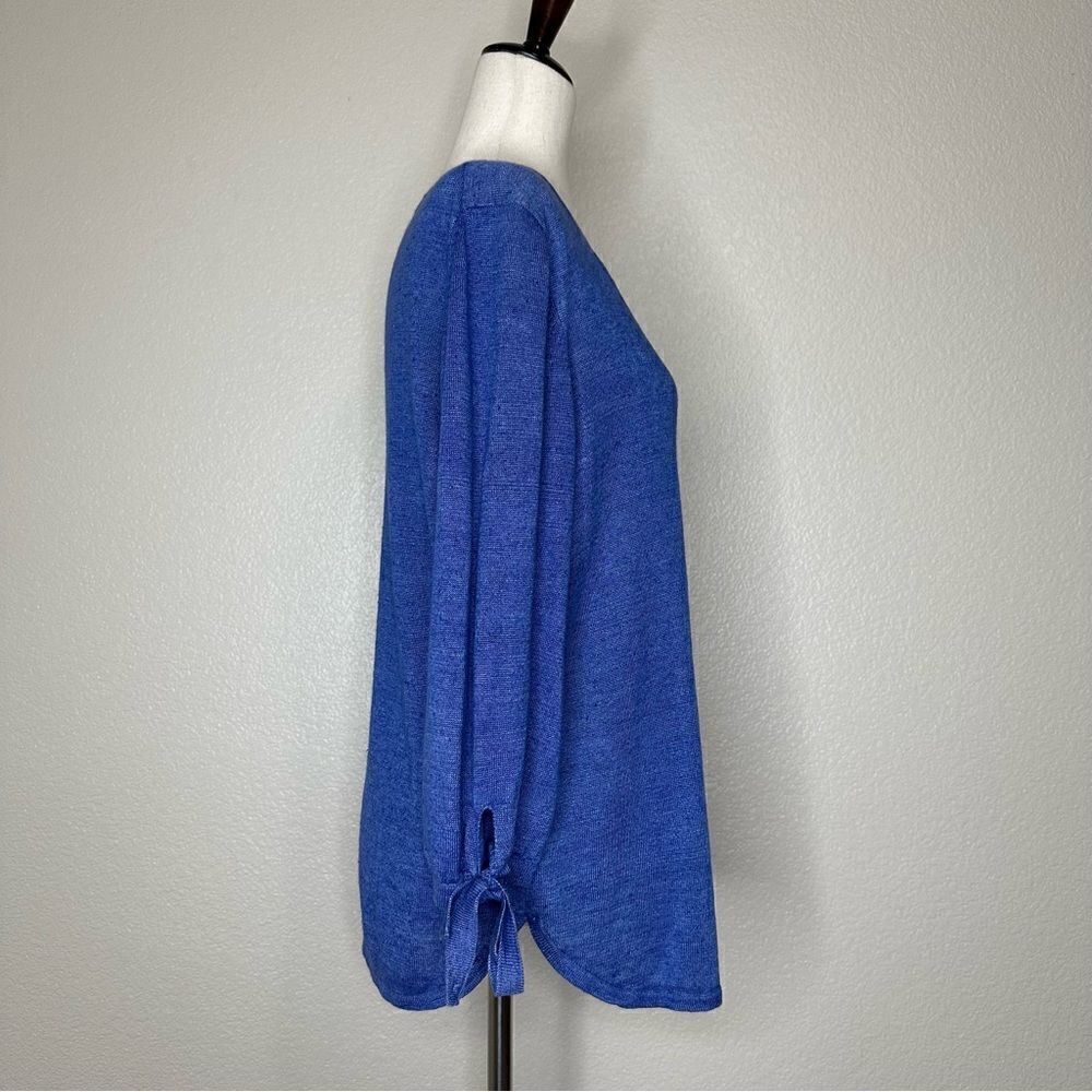 Talbots 100% Linen Split Crewneck Sleeves Tie Swe… - image 8